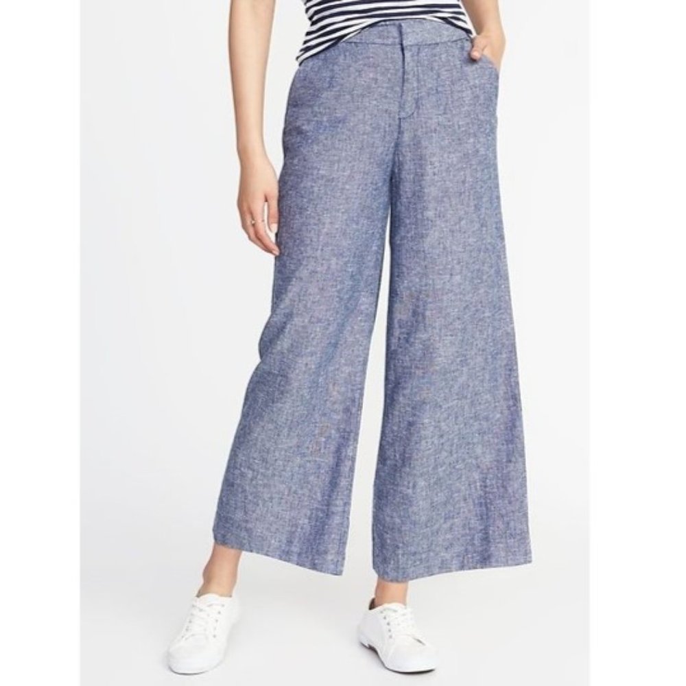 Old Navy, Linen, High Waisted, Wide Leg, Crop, Linen Pant, L
